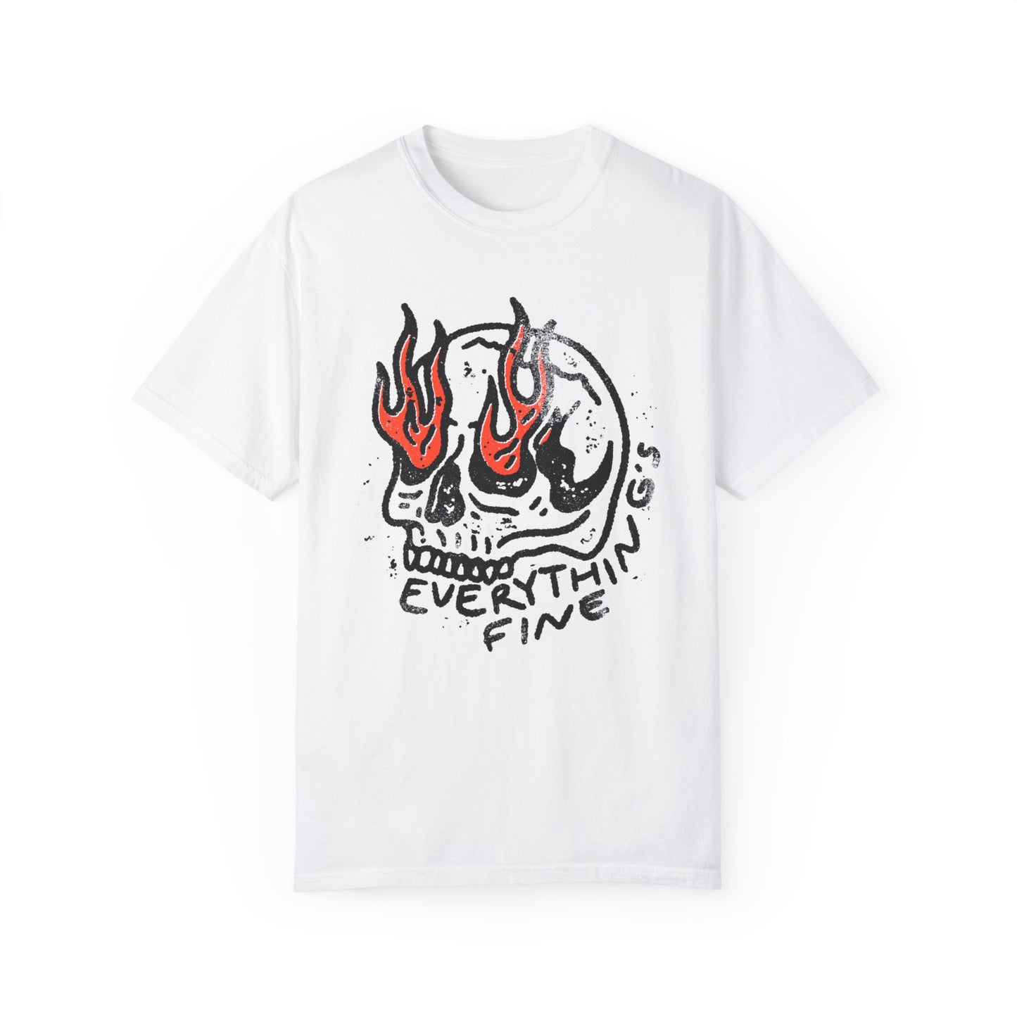 Everything's Fine Trendy Graphic Tee, Grunge Print Tee, Mental Health Awareness, Graphic Skull Shirt, Trendy Girl Shirt