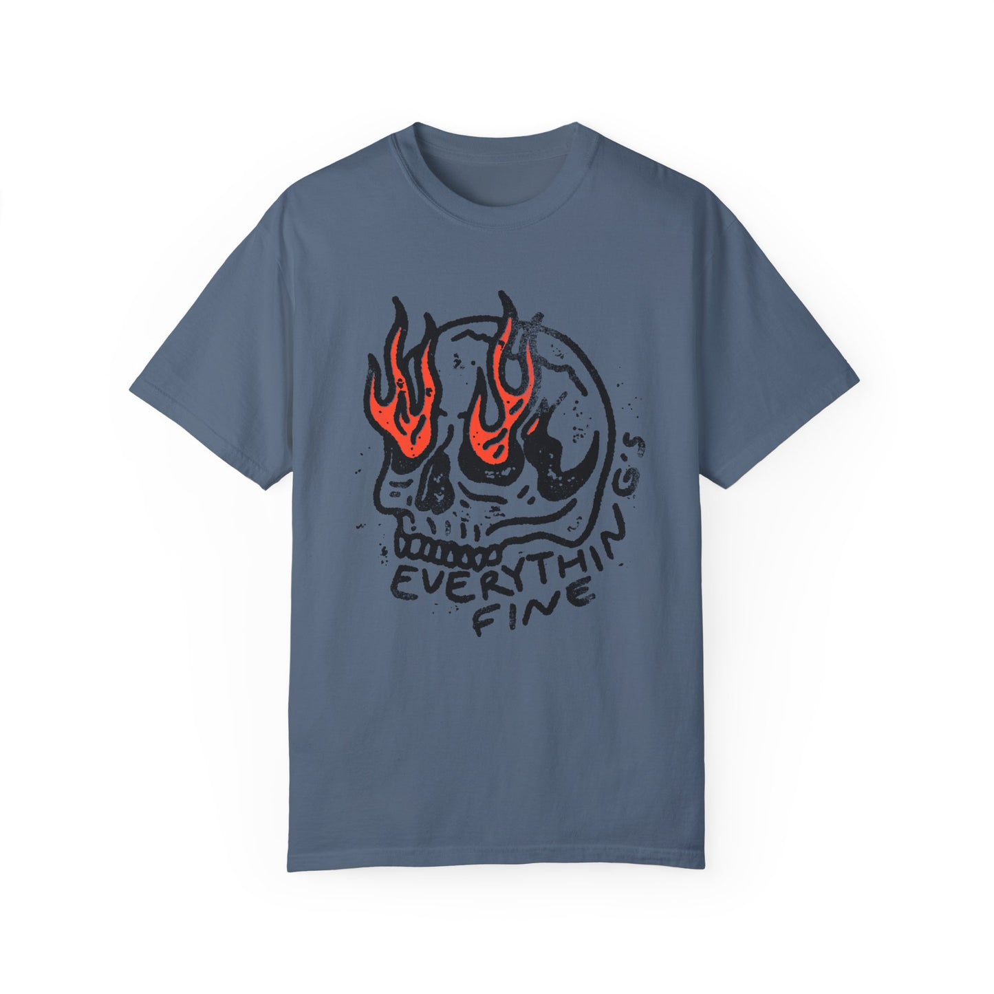 Everything's Fine Trendy Graphic Tee, Grunge Print Tee, Mental Health Awareness, Graphic Skull Shirt, Trendy Girl Shirt