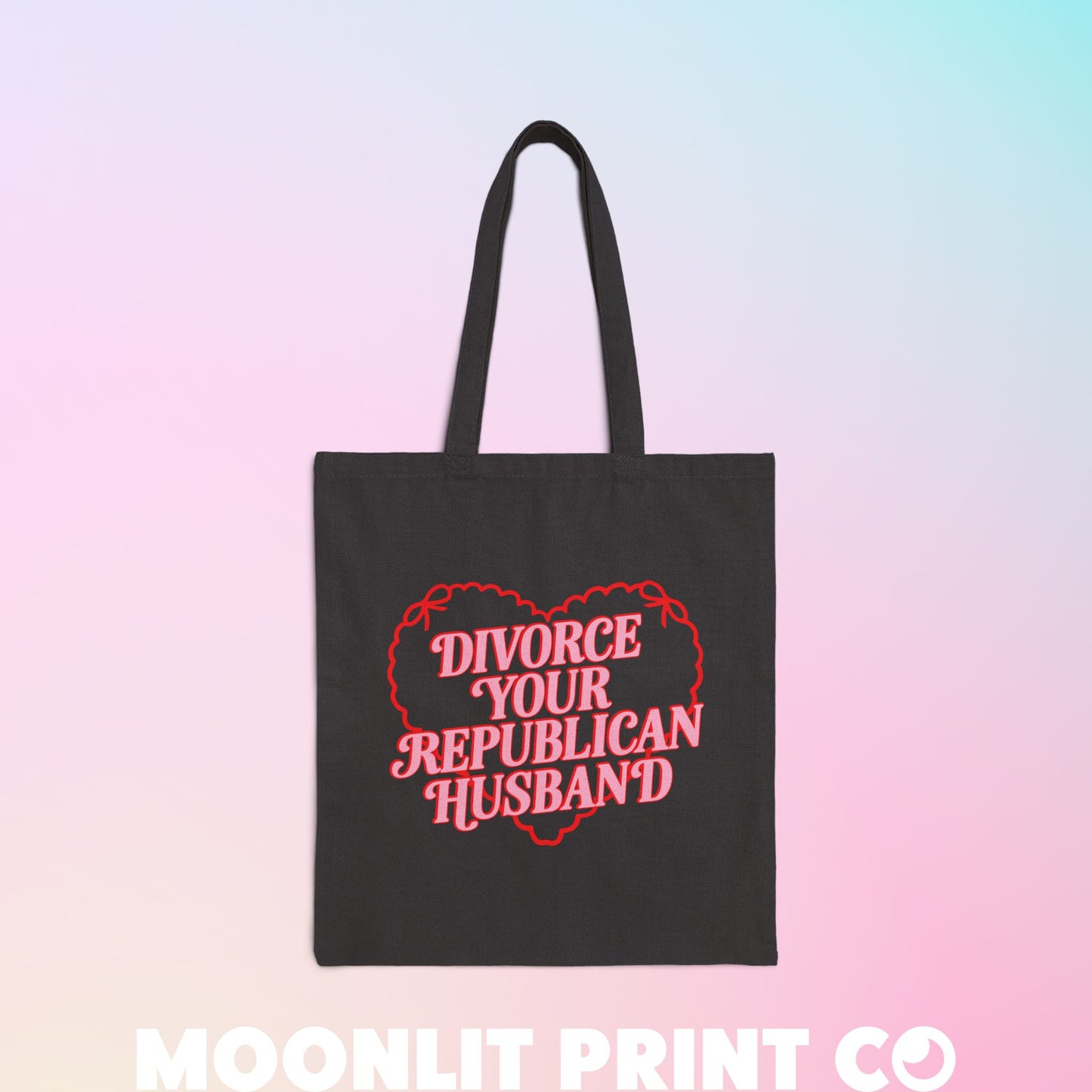 divorce your republican husband coquette cotton tote bag, funny democrat bag accessory, fuck the patriarch reusable cotton tote gift for her