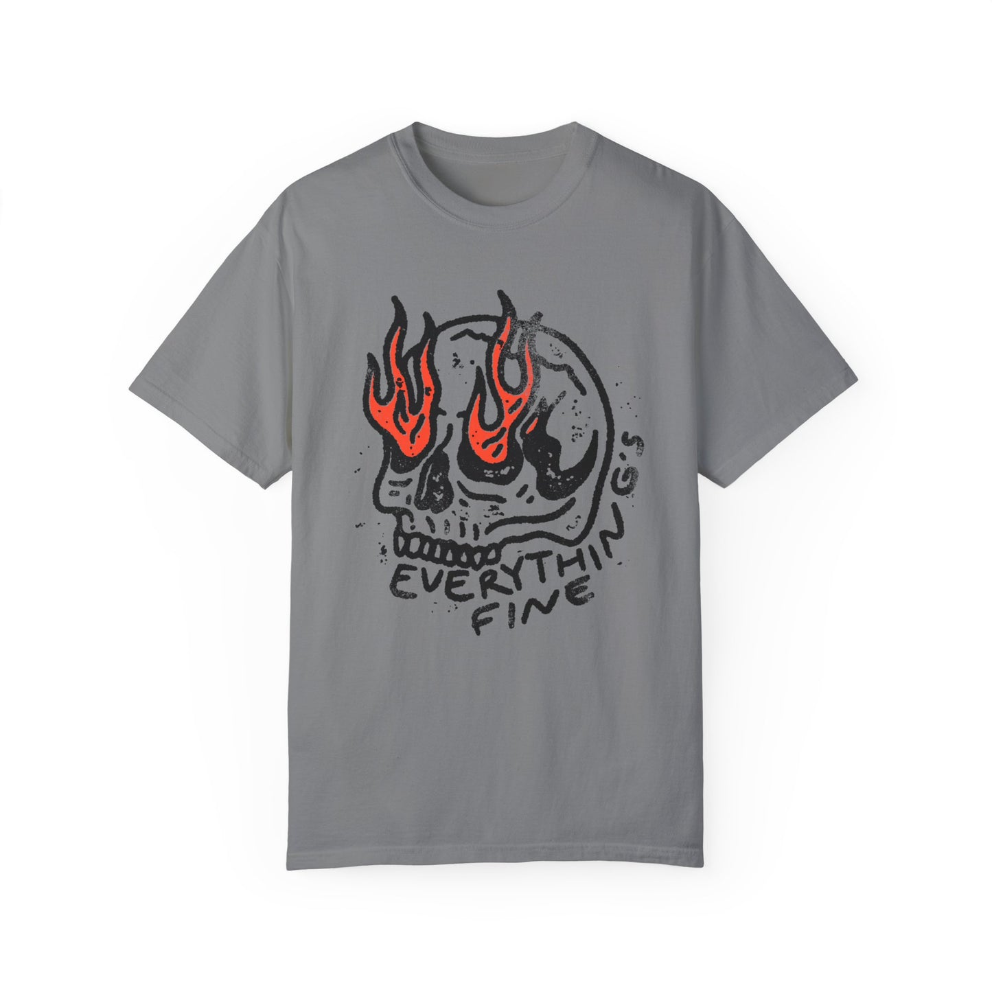 Everything's Fine Trendy Graphic Tee, Grunge Print Tee, Mental Health Awareness, Graphic Skull Shirt, Trendy Girl Shirt