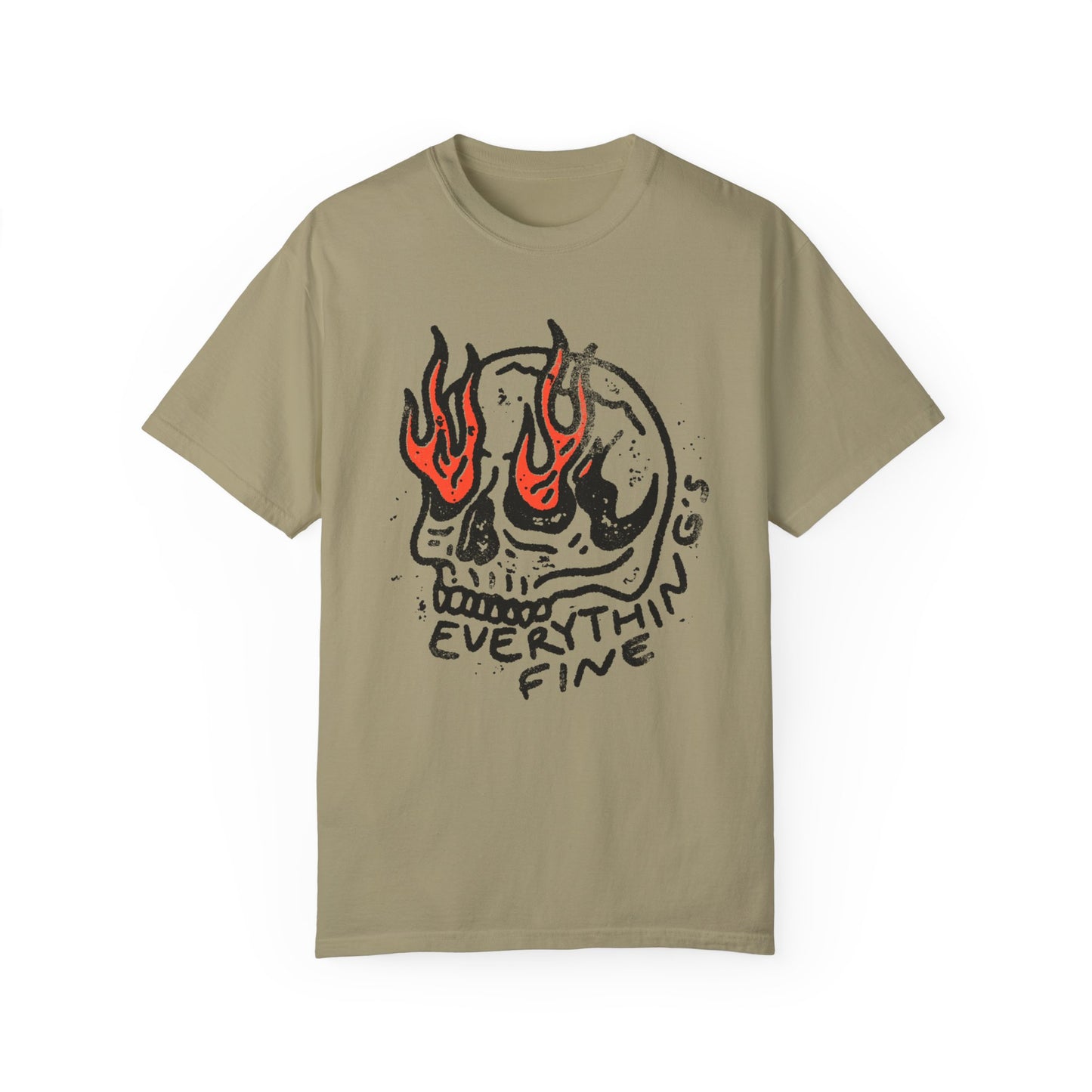 Everything's Fine Trendy Graphic Tee, Grunge Print Tee, Mental Health Awareness, Graphic Skull Shirt, Trendy Girl Shirt