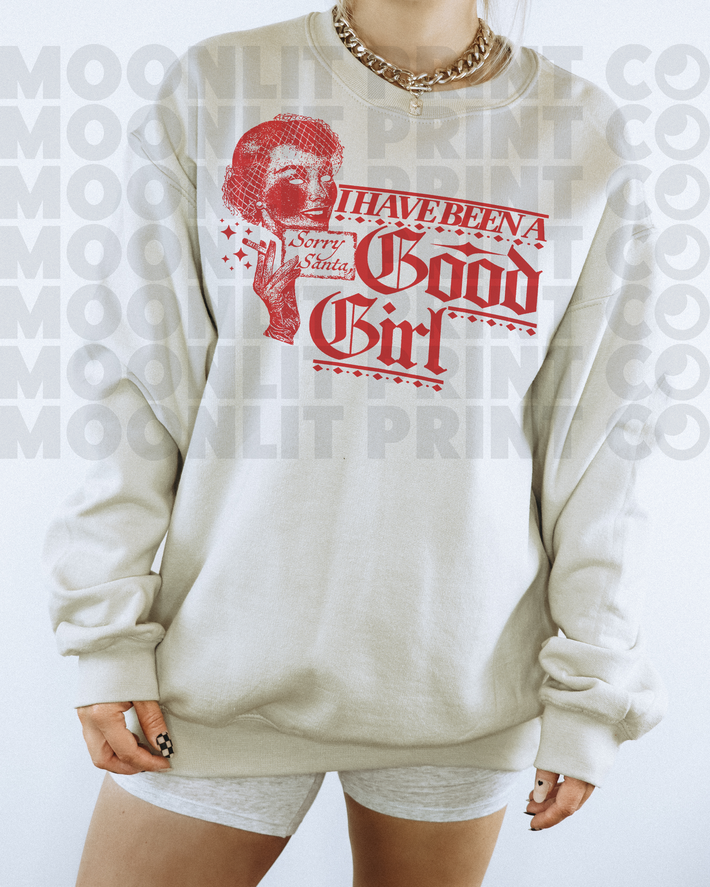 sorry santa i have been a good girl gildan crewneck, vintage y2k crewneck, ugly christmas sweater, funny gift for her, streetwear shirt