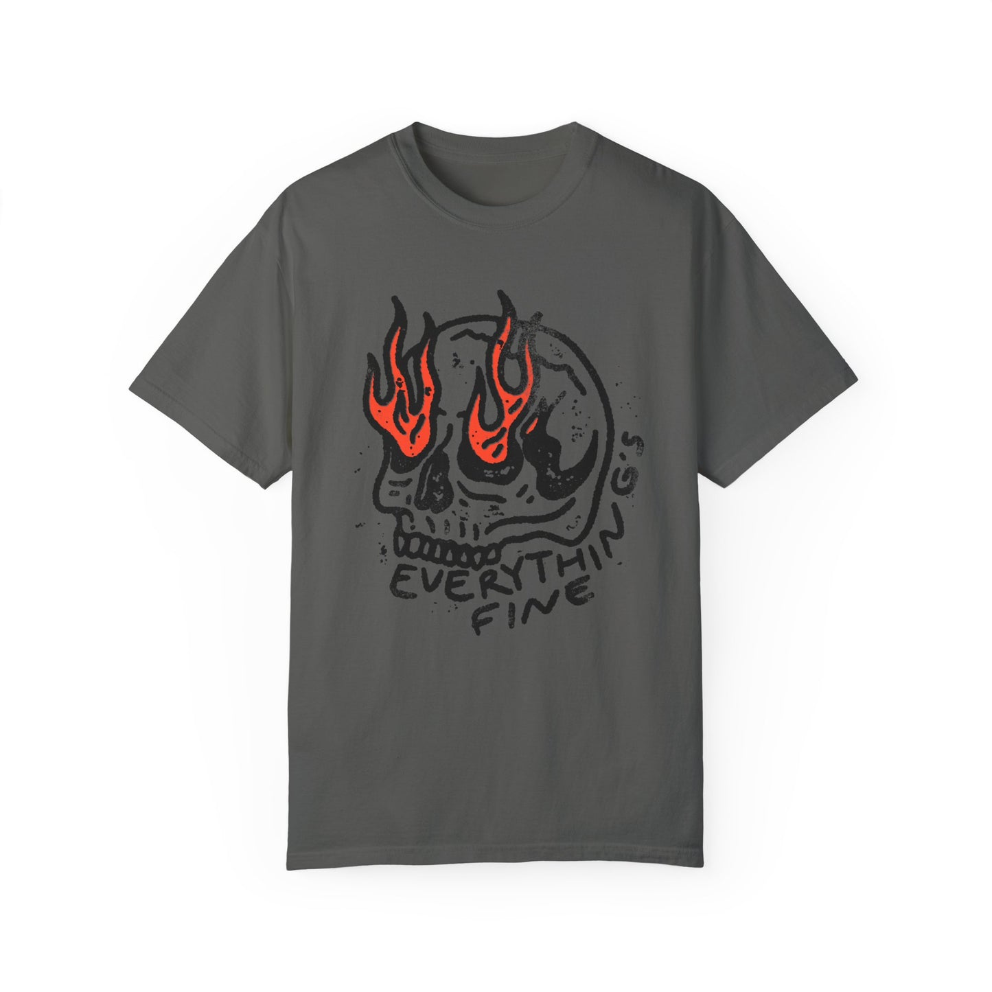 Everything's Fine Trendy Graphic Tee, Grunge Print Tee, Mental Health Awareness, Graphic Skull Shirt, Trendy Girl Shirt