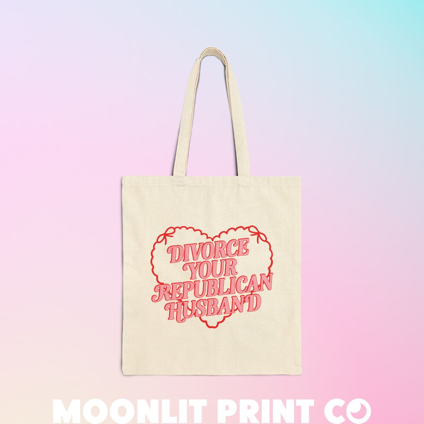 divorce your republican husband coquette cotton tote bag, funny democrat bag accessory, fuck the patriarch reusable cotton tote gift for her