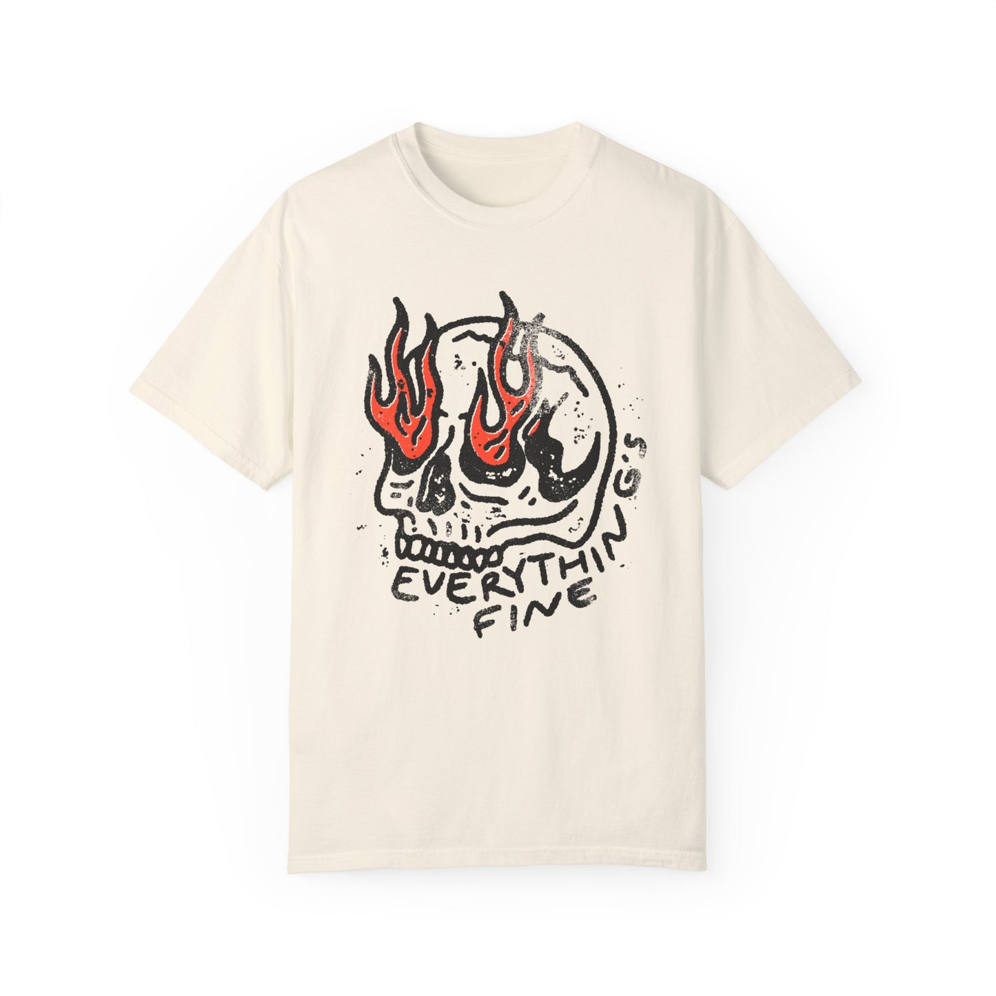 Everything's Fine Trendy Graphic Tee, Grunge Print Tee, Mental Health Awareness, Graphic Skull Shirt, Trendy Girl Shirt