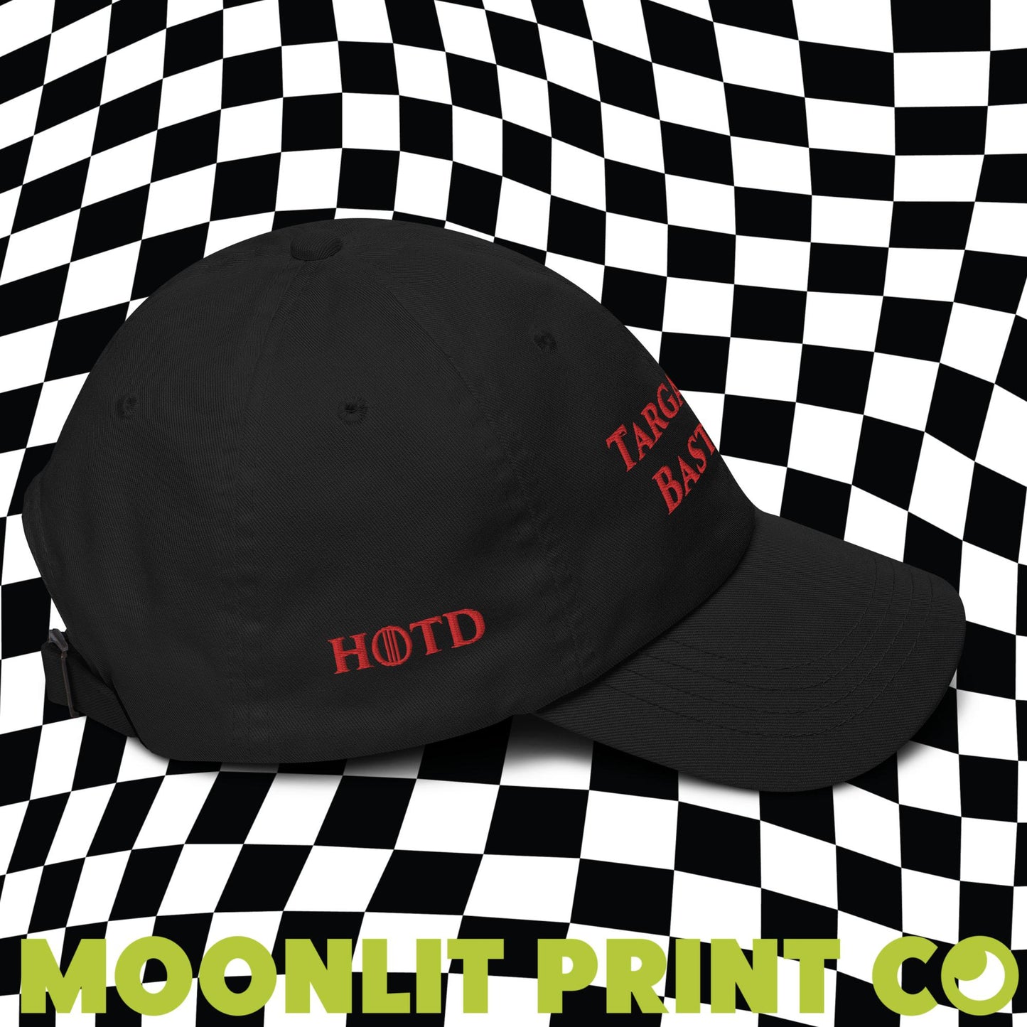 Targaryen Bastard HOTD Solid Color Dad Hat - Front and Right Side Embroidery