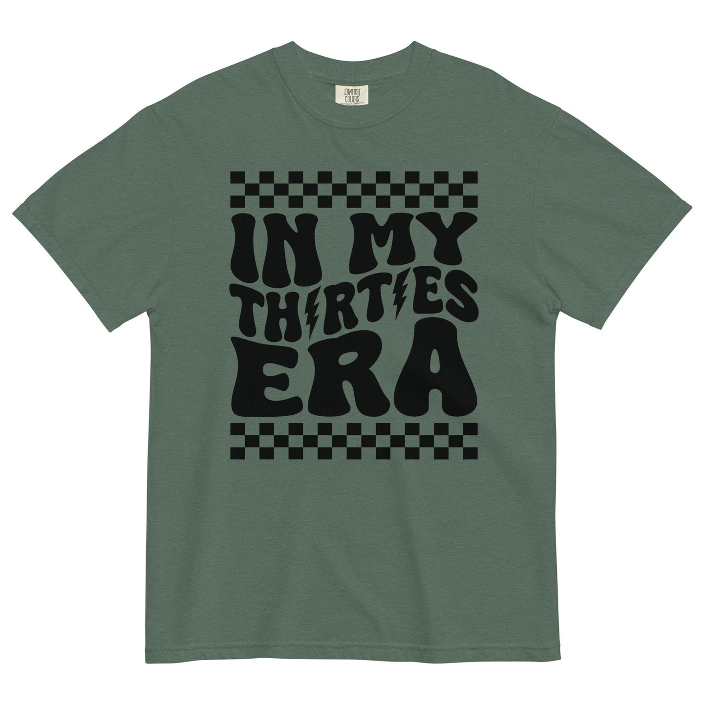In My Thirties Era Comfort Colors 30th Birthday 1993 1994 Gifts for Her Girl Retro Checkerboard Lightning Bolt Trendy Tee Funny Tshirt