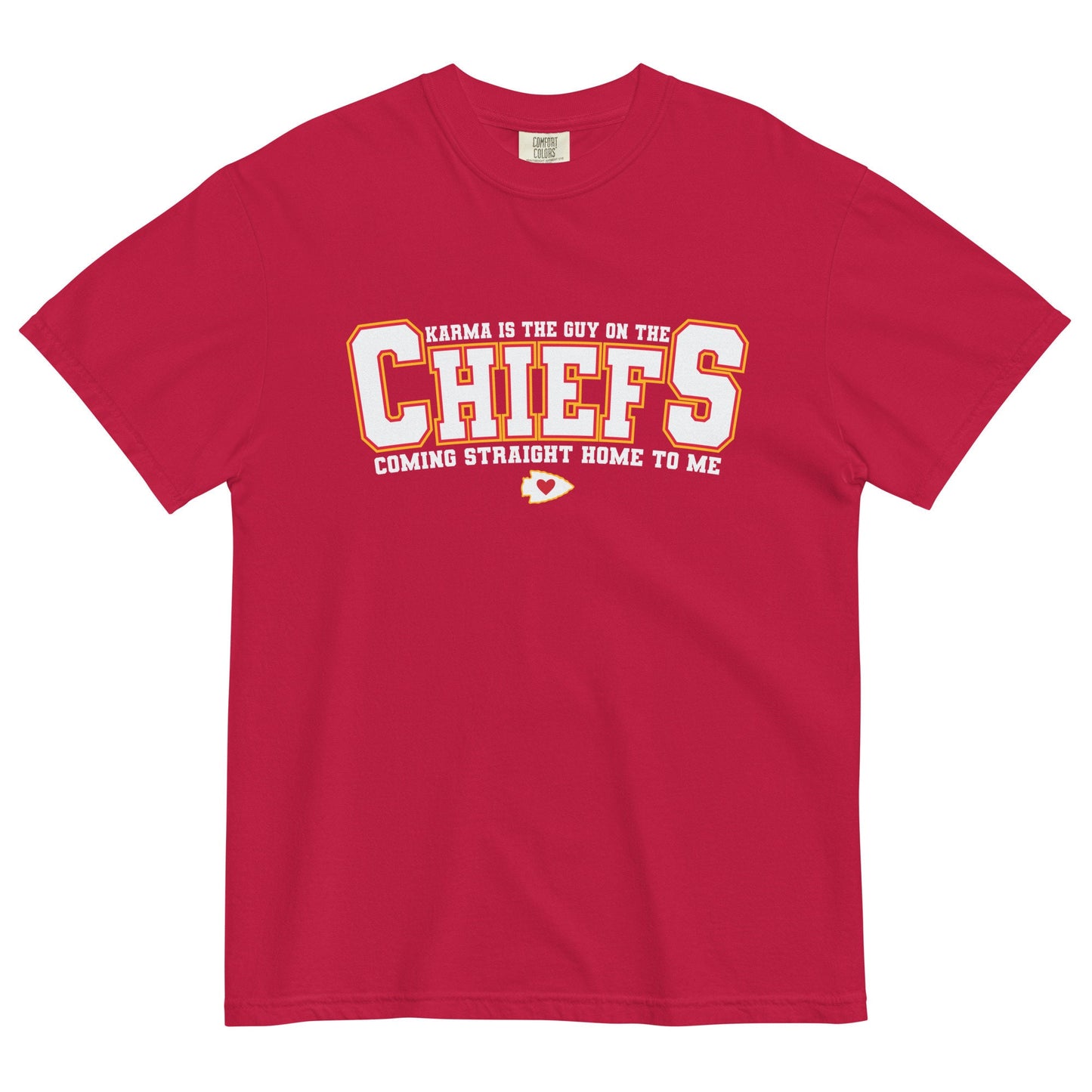 Karma Is The Guy On The Chiefs Comfort Colors Game Day Tee Football Tswift Swiftmas Merry Swiftmas Funny Tee Funny Tshirt Arrowhead