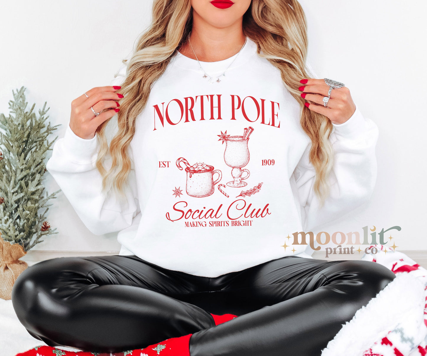 North Pole Social Club Holiday Christmas Sweatshirt Christmas Crewneck Cocktail Shirt Trendy Old Money Bachelorette Gift For Her