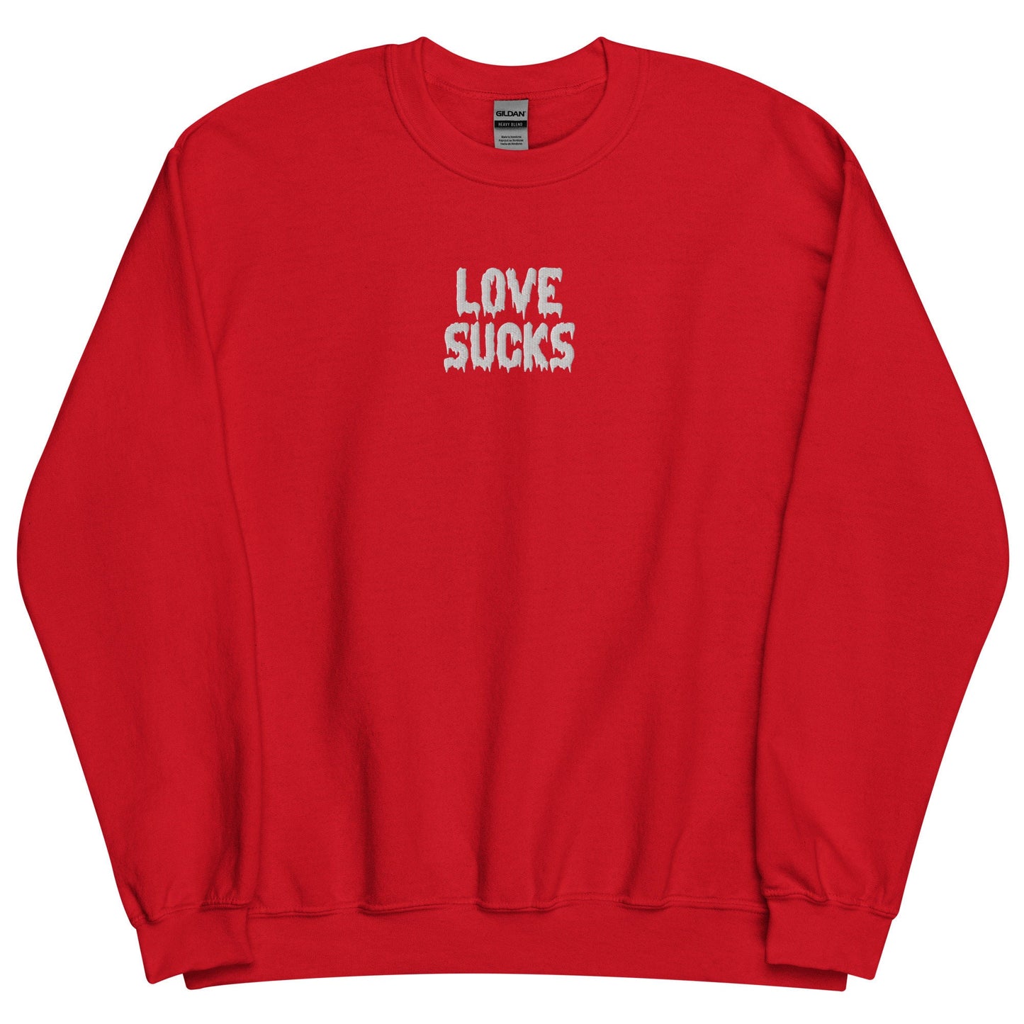 Love Sucks Embroidered Gildan Crewneck Valentine's Day Sweatshirt Anti-Valentine Galentine's Day Gift