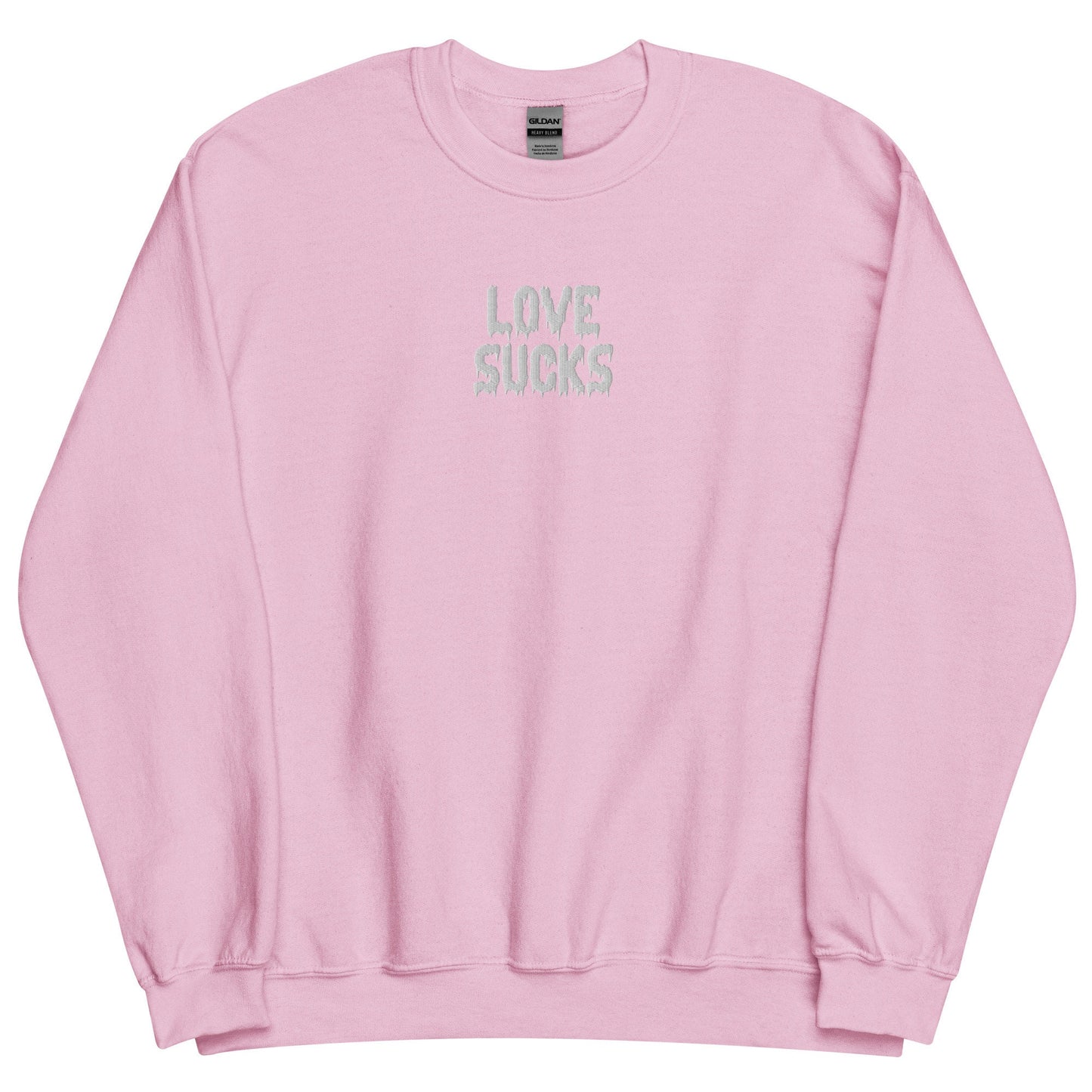 Love Sucks Embroidered Gildan Crewneck Valentine's Day Sweatshirt Anti-Valentine Galentine's Day Gift