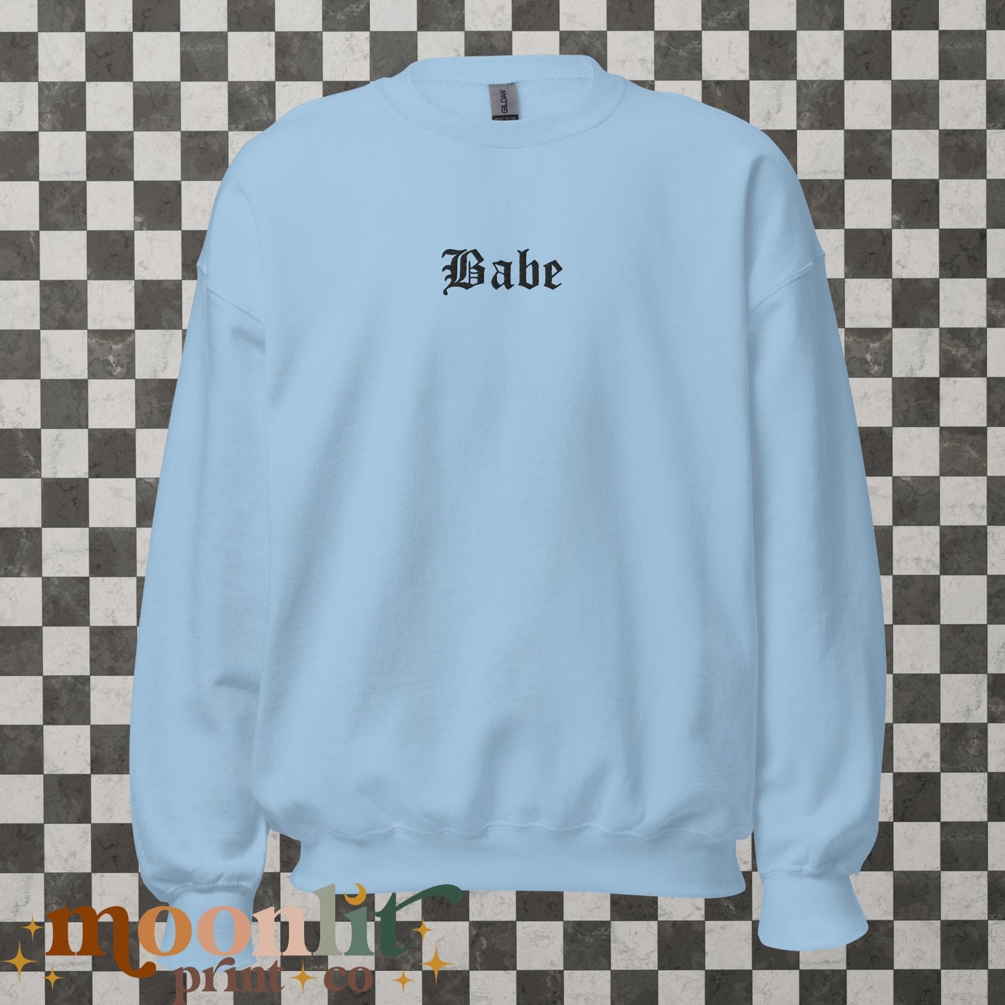 Babe EMBROIDERED Gildan Crewneck Western Gothic Trendy Crewneck Gift For Her Babe Sweatshirt Preppy Goth Sweatshirt Gothic Babe