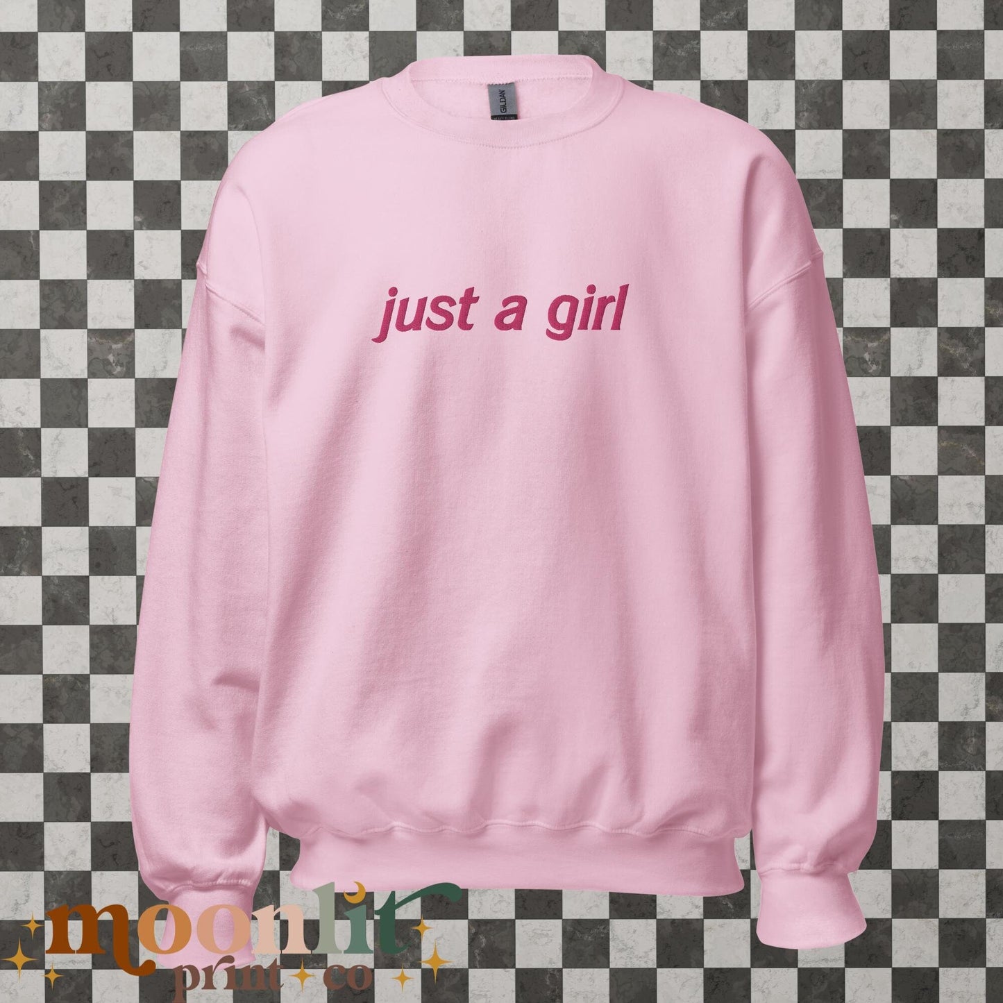 Just A Girl EMBROIDERED Gildan Crewneck Literally Just A Girl Funny Women's Sweatshirt Y2K Sweatshirt Meme Shirt Aesthetic Sweatshirt
