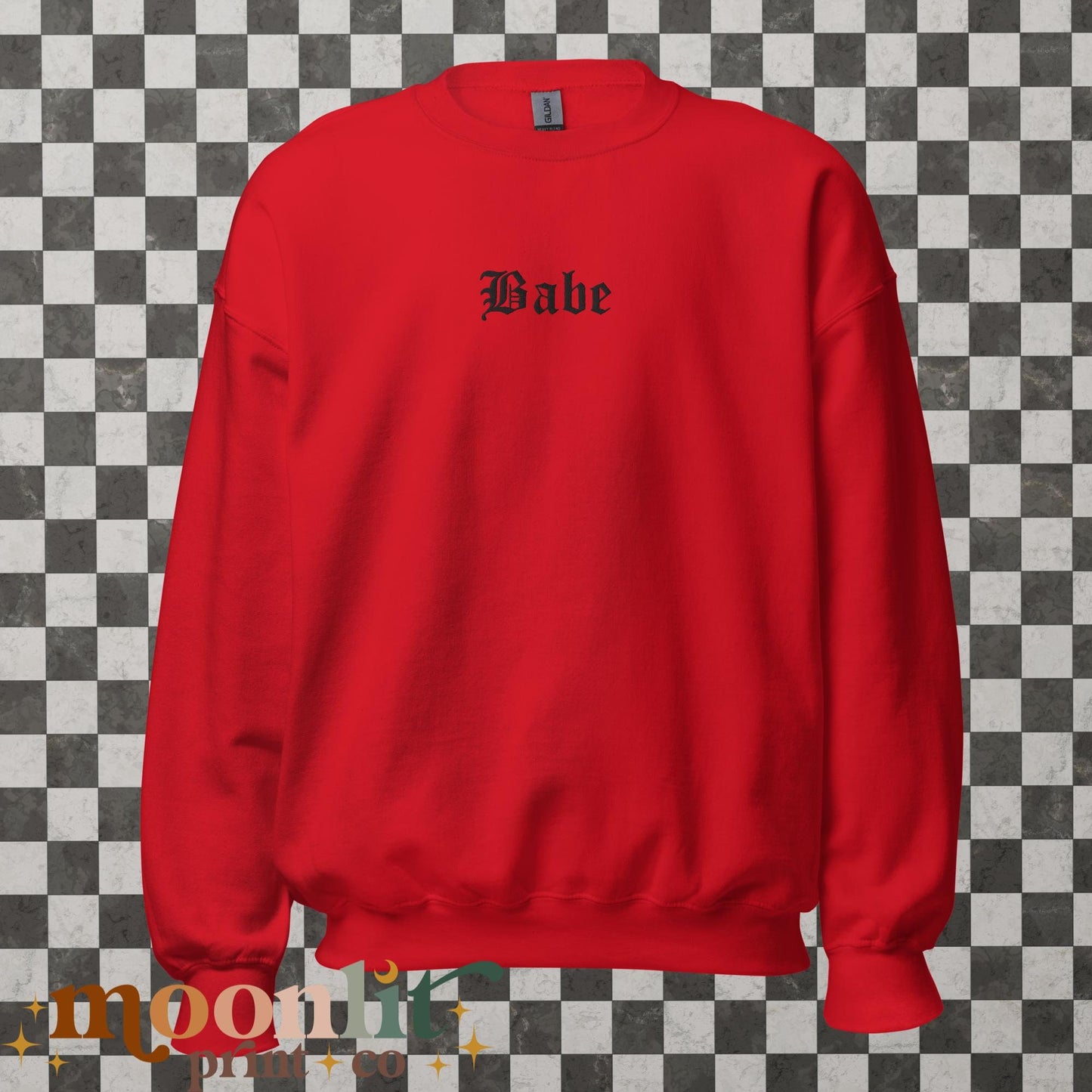 Babe EMBROIDERED Gildan Crewneck Western Gothic Trendy Crewneck Gift For Her Babe Sweatshirt Preppy Goth Sweatshirt Gothic Babe