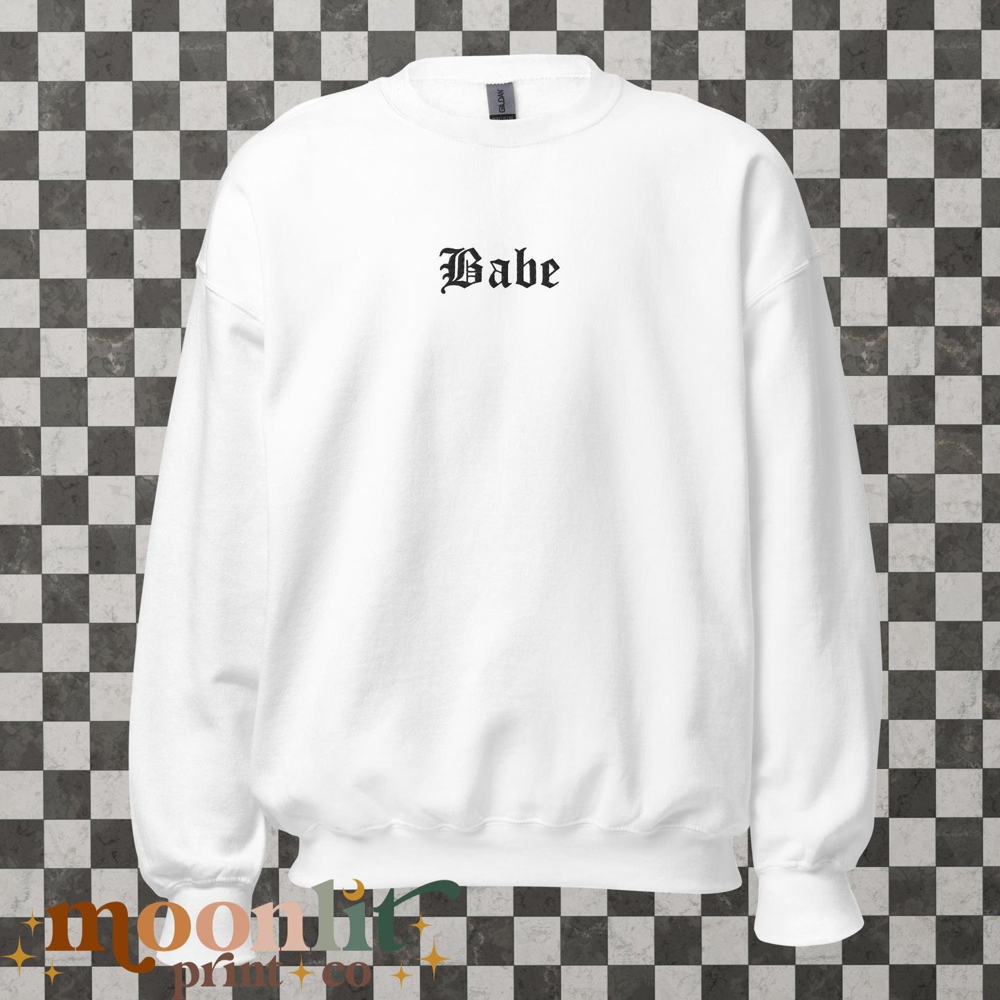 Babe EMBROIDERED Gildan Crewneck Western Gothic Trendy Crewneck Gift For Her Babe Sweatshirt Preppy Goth Sweatshirt Gothic Babe