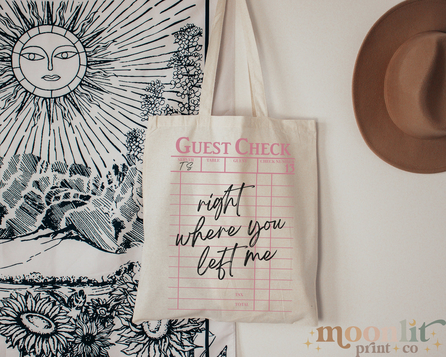 Right Where You Left Me Guest Check Cotton Tote Bag, Tswift Fan, Gift For Swiftie, Swiftmas Gift, Gift For Girlfriend, Favorite Swiftie Eras