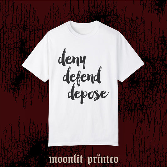 deny defend depose live laugh love comfort colors, meme shirt, viral news, viral shirt