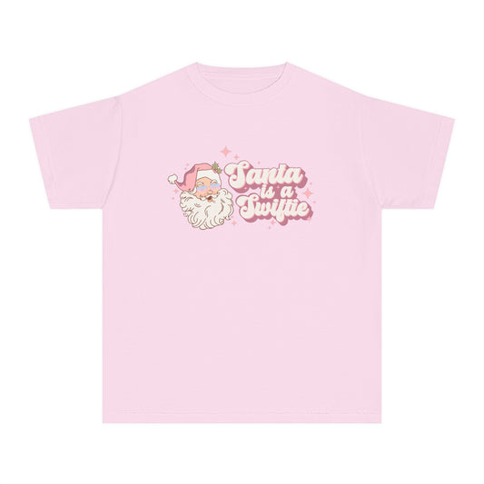 Santa Is A Swift Youth Comfort Colors Tee Little Swifte, Gift For Her, Fangirl Holitay Christmas Shirt Youth Swiftma Shirt Retro Santa Shirt