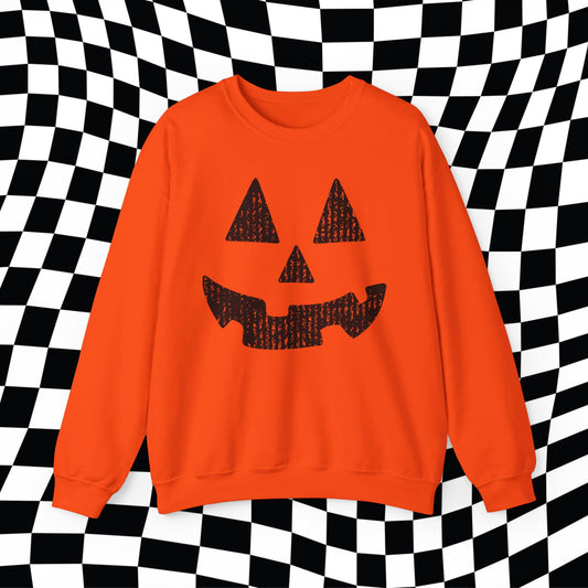 Halloween Pumpkin Face Gildan Crewneck, Jack O Lantern Shirt, Halloween Festive Tee, Grunge Pumpkin Face, Trendy Oversized Tee Pumpkin Spice