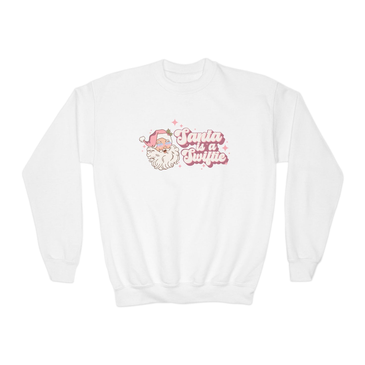 Santa Is A Swift Youth Gildan Crewneck Sweatshirt, Tee Little Swifte, Fangirl Holitay Christmas Shirt Youth Swiftma Shirt Retro Santa Shirt