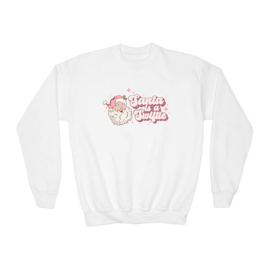 Santa Is A Swift Youth Gildan Crewneck Sweatshirt, Tee Little Swifte, Fangirl Holitay Christmas Shirt Youth Swiftma Shirt Retro Santa Shirt