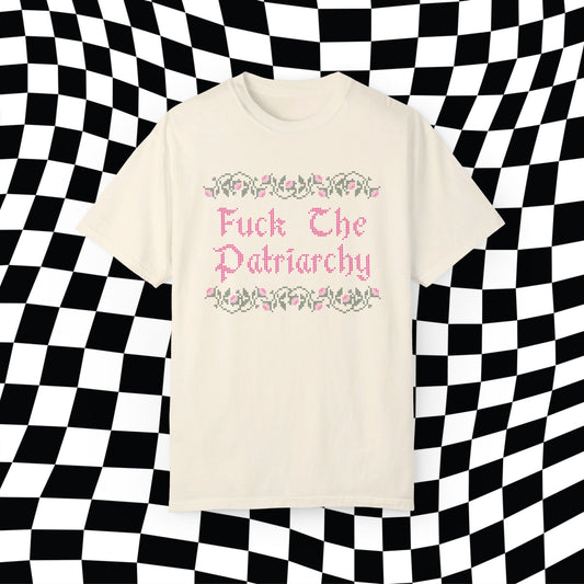 Fuck The Patriarchy Comfort Colors, Cross Stitch Feminist Shirt, Election 2024, Feminism Shirt, Abort The Patriarchy, Civil Rights Shirt