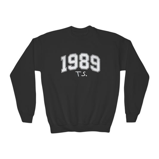 1989 T.S. Swiftie YOUTH Gildan Crewneck, Trendy Vintage Varsity Collegiate Print, Gift For Swiftie, Swiftmas Gift, YOUTH Fangirl Shirt