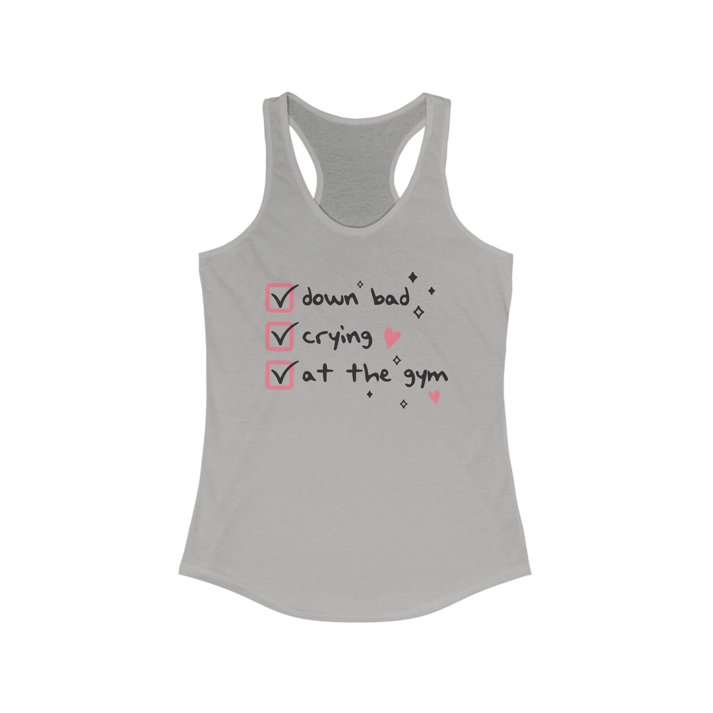 Down Bad Crying At The Gym Tank Top, Checklist Shirt, Funny Swiftie Gift, Funny Gym Shirt, Gift For Her, Gym Lover, Fitness Gift