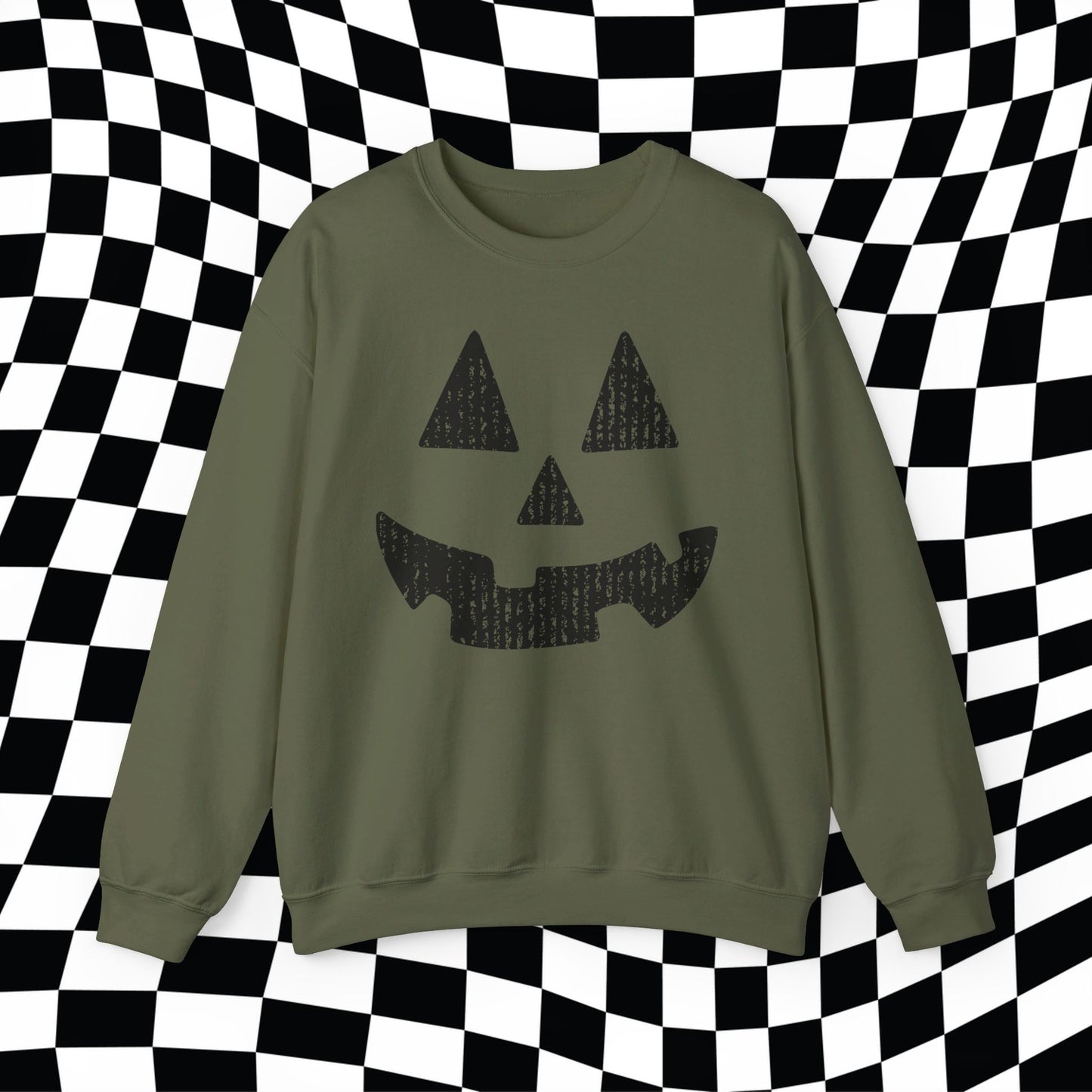 Halloween Pumpkin Face Gildan Crewneck, Jack O Lantern Shirt, Halloween Festive Tee, Grunge Pumpkin Face, Trendy Oversized Tee Pumpkin Spice