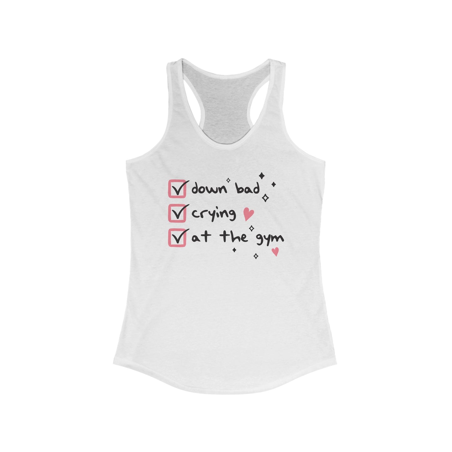 Down Bad Crying At The Gym Tank Top, Checklist Shirt, Funny Swiftie Gift, Funny Gym Shirt, Gift For Her, Gym Lover, Fitness Gift