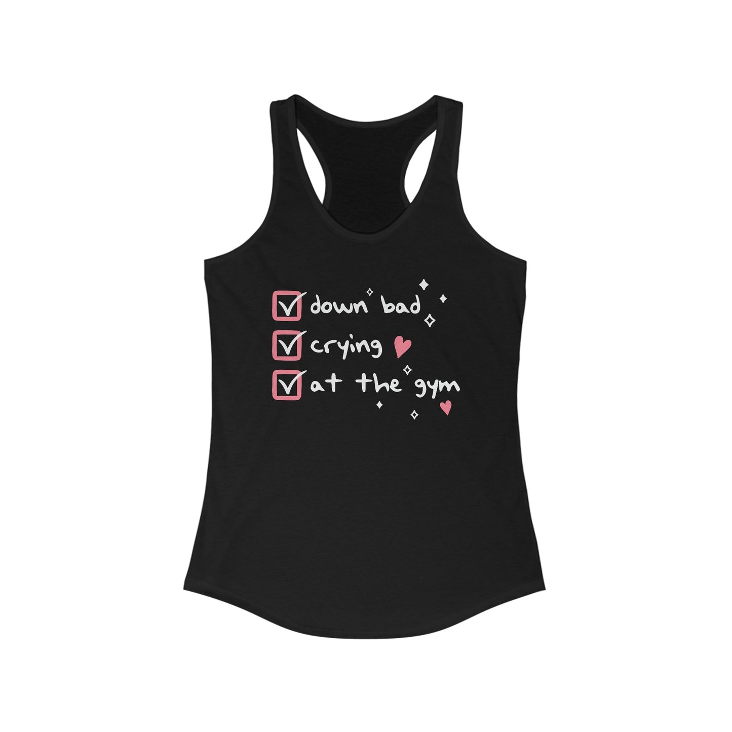 Down Bad Crying At The Gym Tank Top, Checklist Shirt, Funny Swiftie Gift, Funny Gym Shirt, Gift For Her, Gym Lover, Fitness Gift