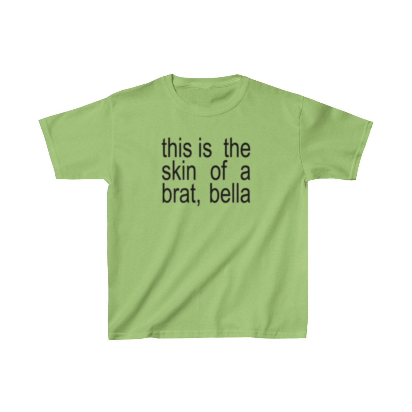 Skin Of A brat Bella Baby Tee, Trendy Baby Tee, Vintage, Retro Style, Y2K Baby Tee, Cropped brat Tee, i'm so julia, xcx, Twilight meme