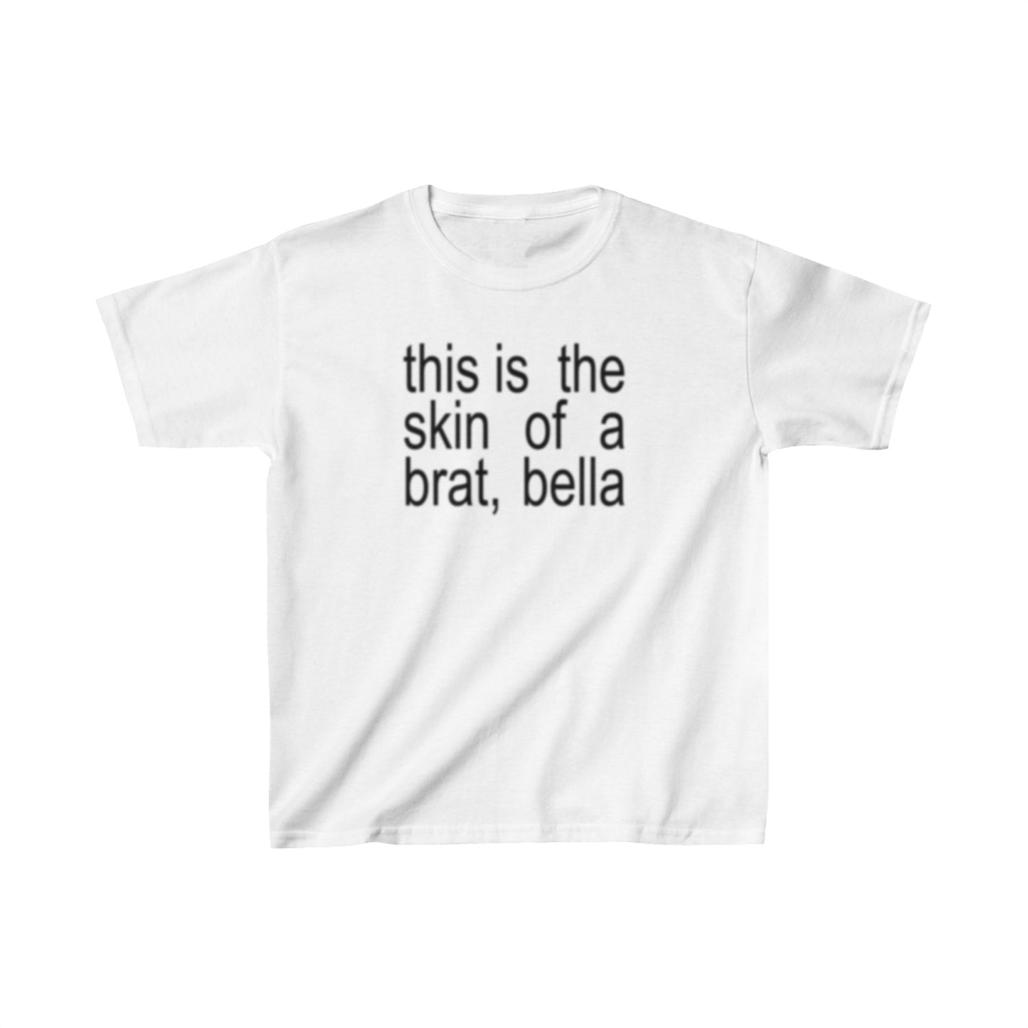 Skin Of A brat Bella Baby Tee, Trendy Baby Tee, Vintage, Retro Style, Y2K Baby Tee, Cropped brat Tee, i'm so julia, xcx, Twilight meme