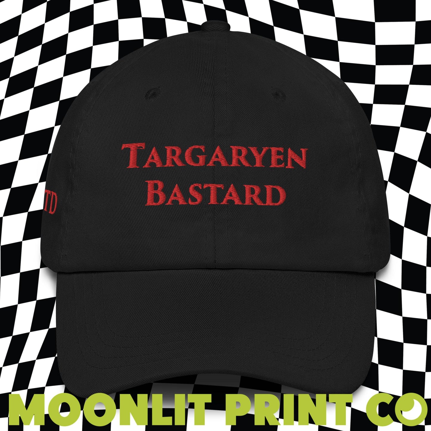 Targaryen Bastard HOTD Solid Color Dad Hat - Front and Right Side Embroidery