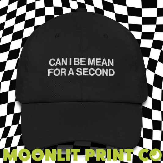 Can I Be Mean For A Second Solid Color Dad Hat, Embroidered Dad Hat, Trendy Y2K Hat, Gift For Her, Gift For Him, Funny Minimalist Hat