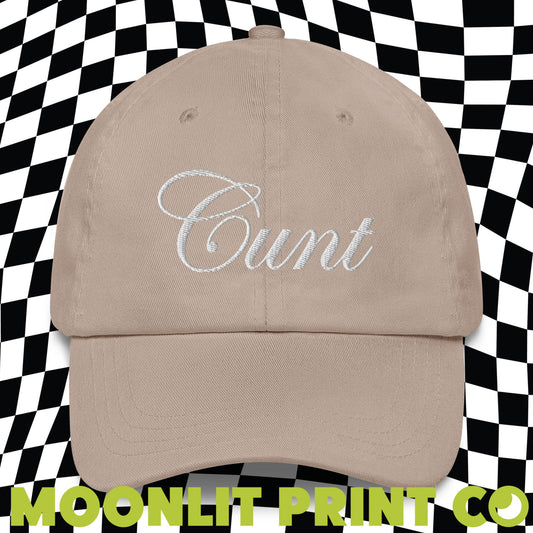 C*NT Dad Hat, Embroidered Distressed Dad Hat, Y2K Aesthetic, C Word Hat, Serving C*NT, Chappell, Cunty Hat, Cunting Season, Offensive Hat