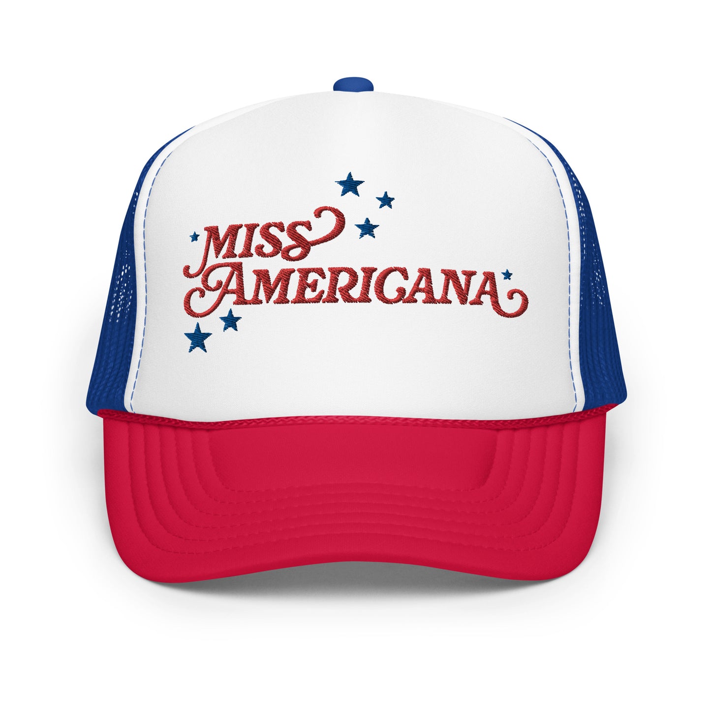 Miss Americana Foam Trucker Hat 3D Print, Swiftie Fangirl Merch, Tswift Gift For Her Fourth Of July, Lover Era Gift For Swiftie, 4th of July