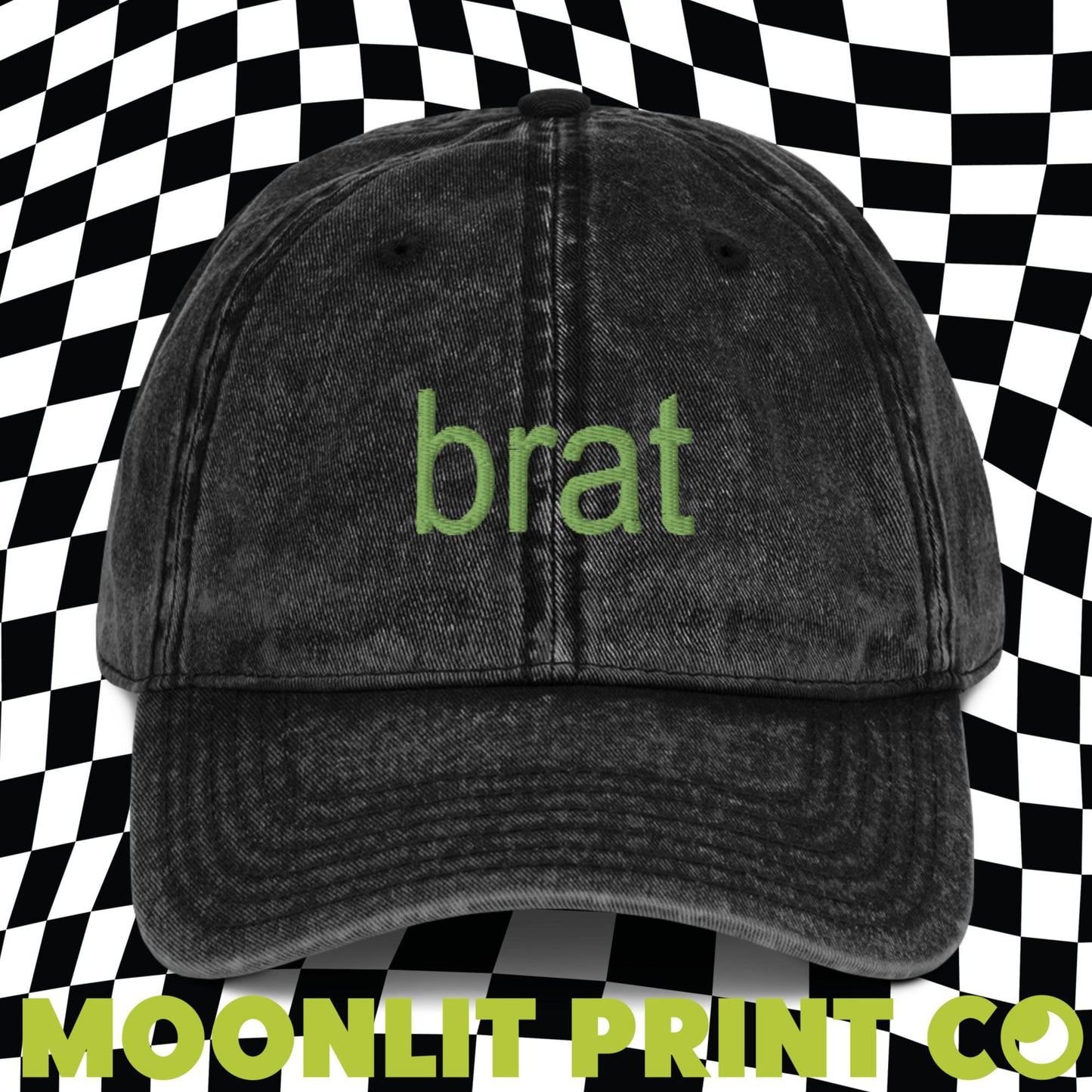 brat Embroidered Snow Washed Distressed Dad Hat