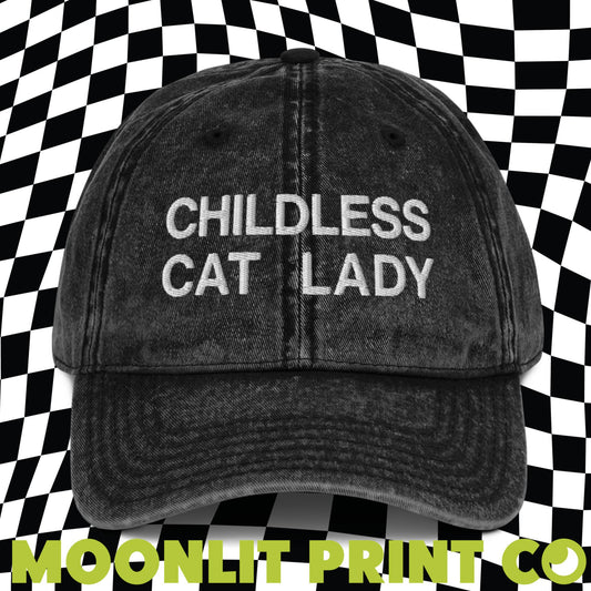 Childless Cat Lady Embroidered Dad Hat, Cat Ladies For Kamala, Pro Kamala Hat, Women's Rights, Feminist Hat, Harris 2024