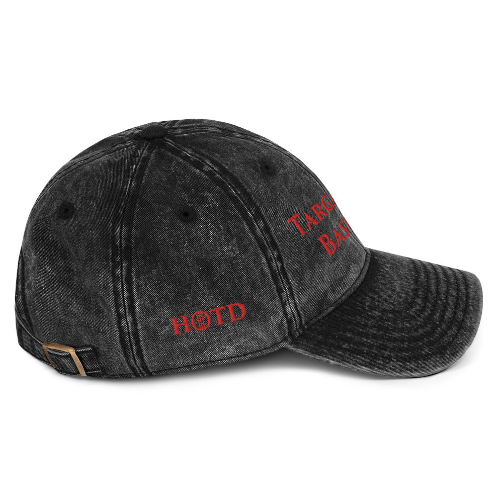 Targaryen Bastard HOTD Distressed Dad Hat - Front and Right Side Embroidery