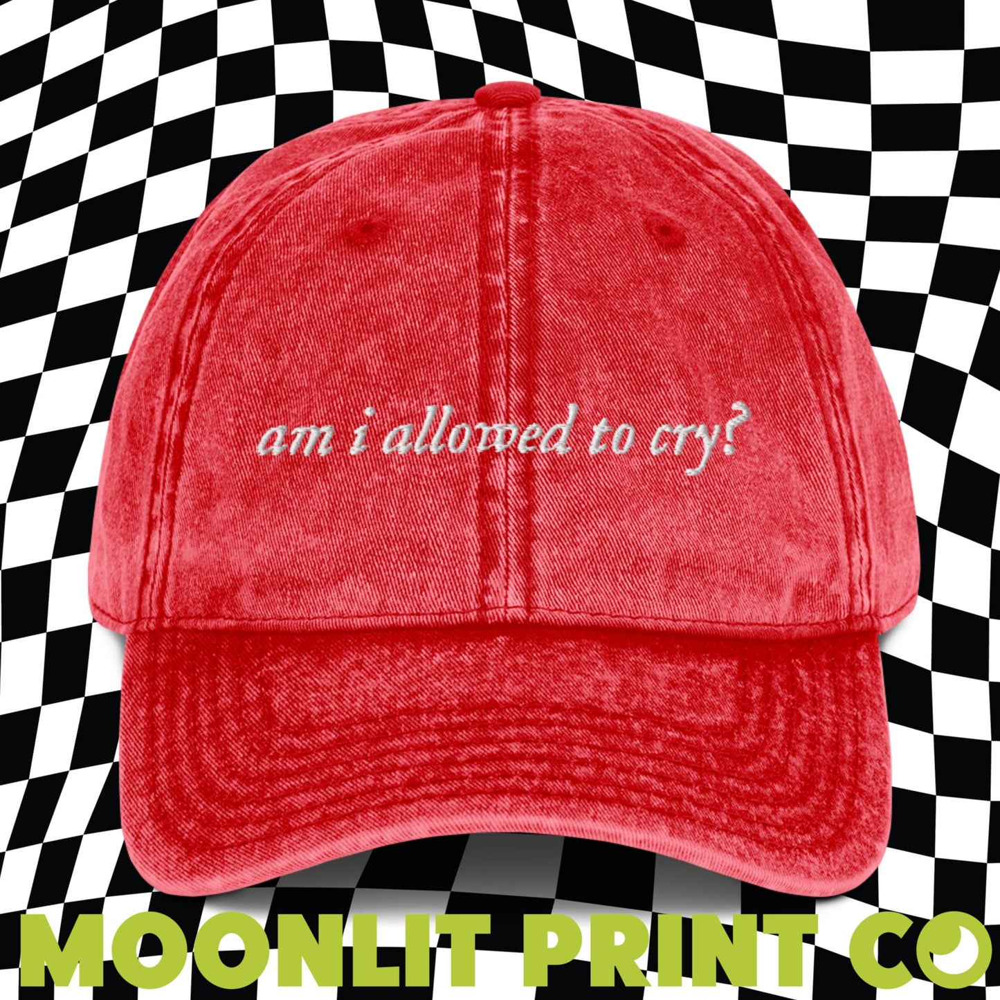 Am I Allowed To Cry? Vintage Dad Hat, Embroidered