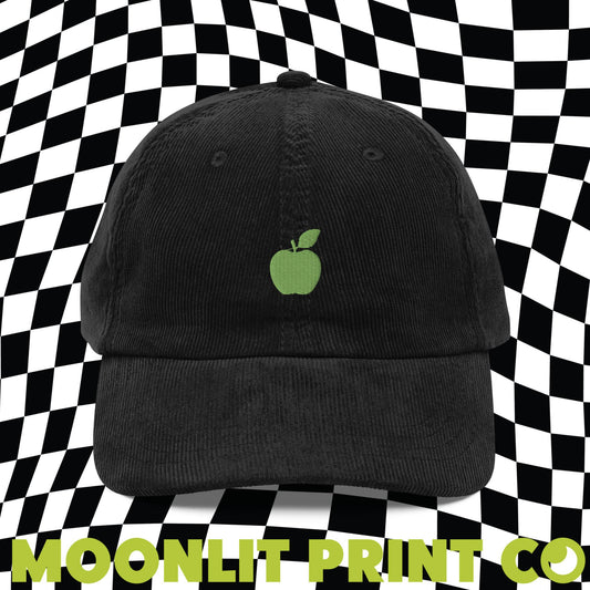 apple brat CORDUROY Embroidered Solid Color Dad Hat, brat Hat, trendy camp hat, I'm so julia, viral tiktok dance, trending apple