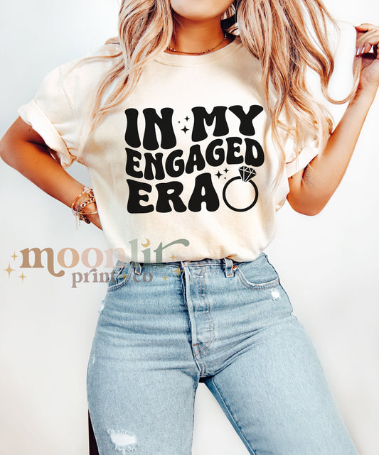 In My Engaged Era Boho Retro Comfort Colors Custom Bride Shirt Engagement Gift Wedding Bridal Shower Bachelorette Future Mrs