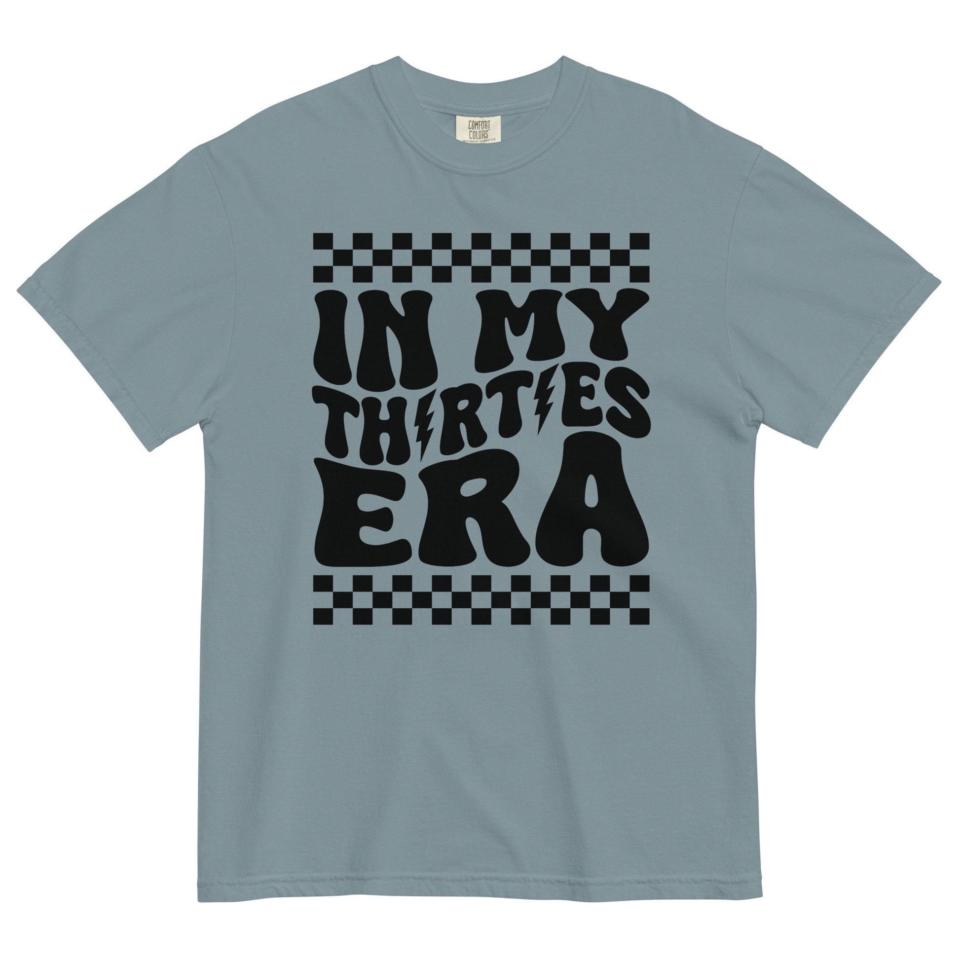 In My Thirties Era Comfort Colors 30th Birthday 1993 1994 Gifts for Her Girl Retro Checkerboard Lightning Bolt Trendy Tee Funny Tshirt