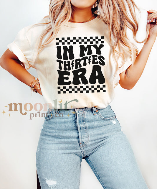 In My Thirties Era Comfort Colors 30th Birthday 1993 1994 Gifts for Her Girl Retro Checkerboard Lightning Bolt Trendy Tee Funny Tshirt