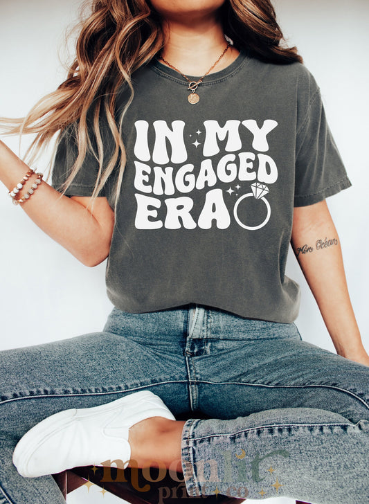 In My Engaged Era Boho Retro Comfort Colors Custom Bride Shirt Engagement Gift Wedding Bridal Shower Bachelorette Future Mrs