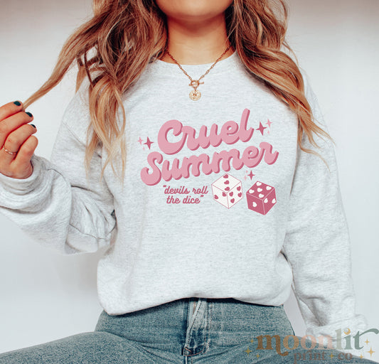 Cruel Summer Gildan Crewneck Swiftie Merch Lover Album Devils Roll The Dice Gift For Her Swiftmas