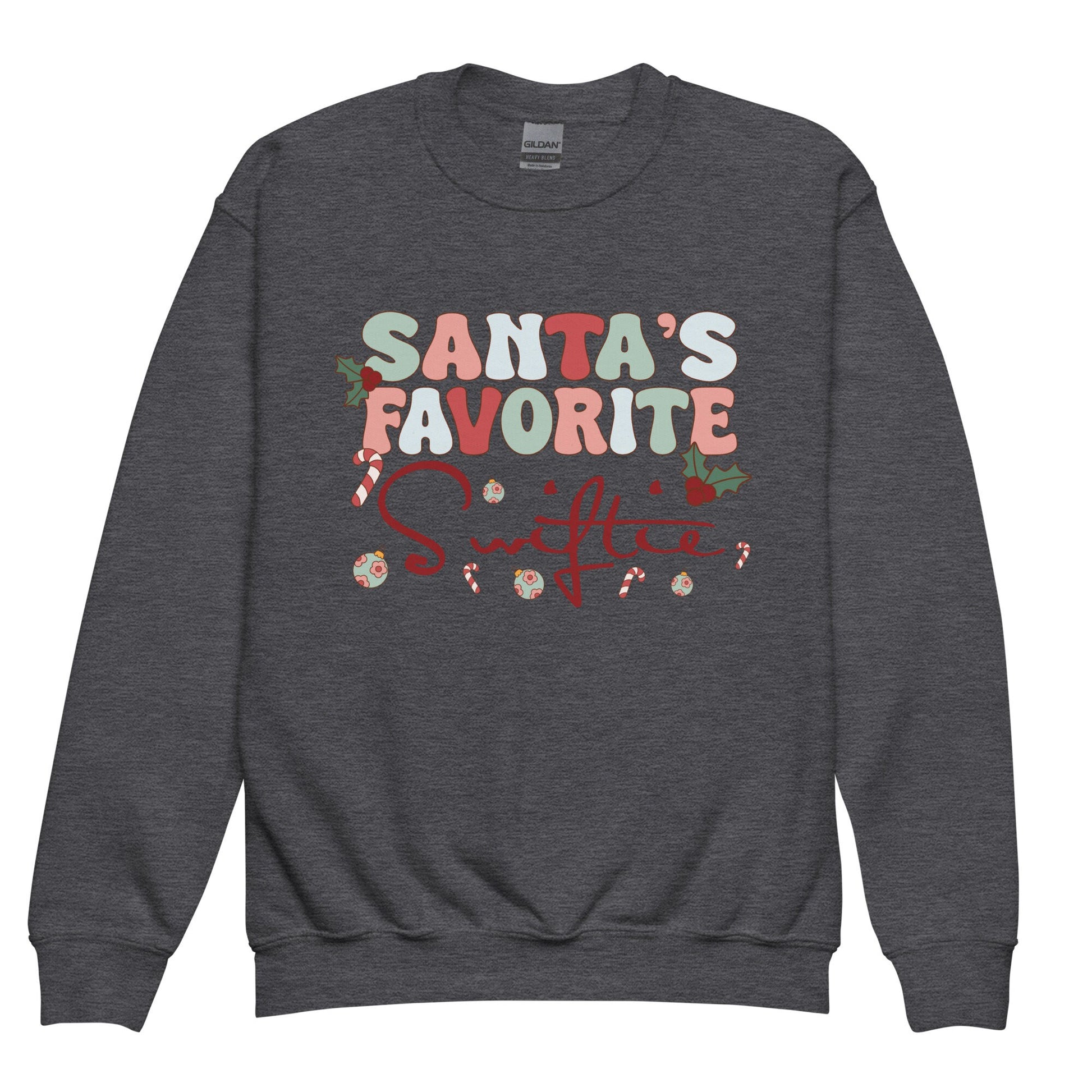 Santa&#39;s Favorite Swiftie Merry Swiftmas Friendship Bracelet Tswift Youth Gildan Crewneck  Gift For Swiftie Funny Tee Merry Christmas