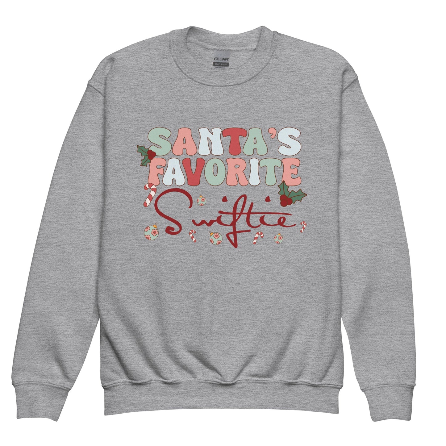 Santa&#39;s Favorite Swiftie Merry Swiftmas Friendship Bracelet Tswift Youth Gildan Crewneck  Gift For Swiftie Funny Tee Merry Christmas