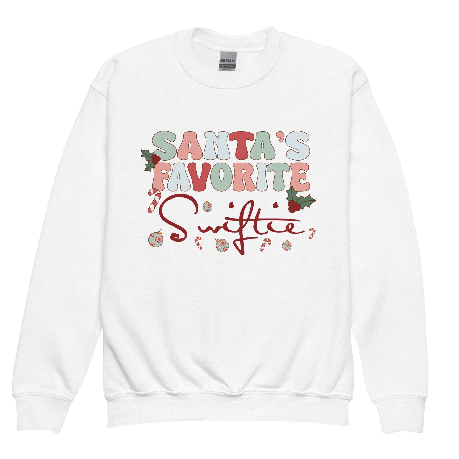 Santa&#39;s Favorite Swiftie Merry Swiftmas Friendship Bracelet Tswift Youth Gildan Crewneck  Gift For Swiftie Funny Tee Merry Christmas